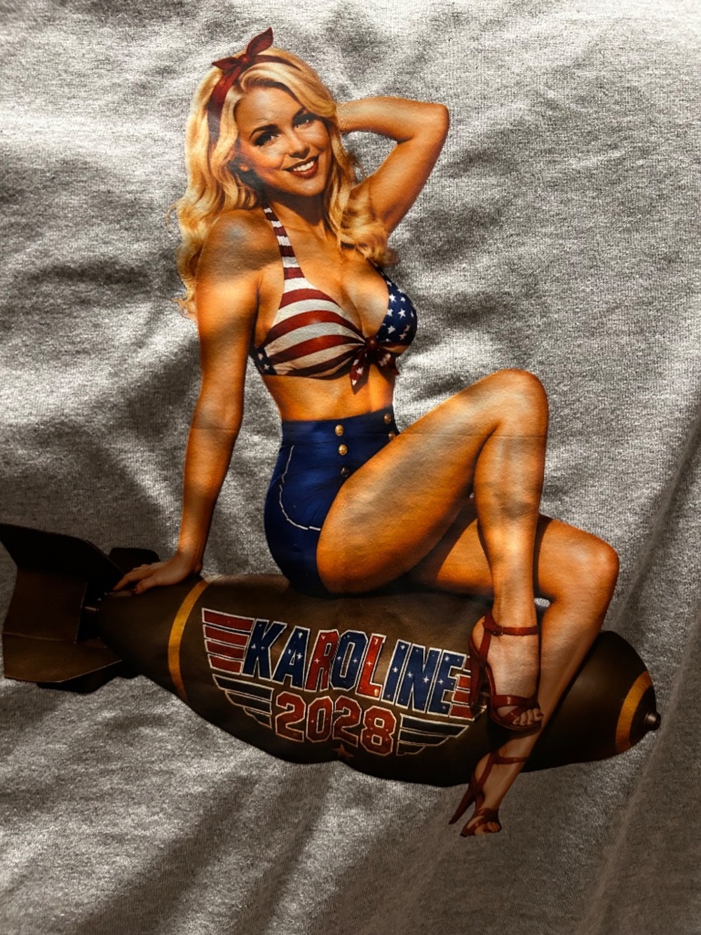Karoline Leavitt patriotic pinup girl shirt - Picture 2 of 4
